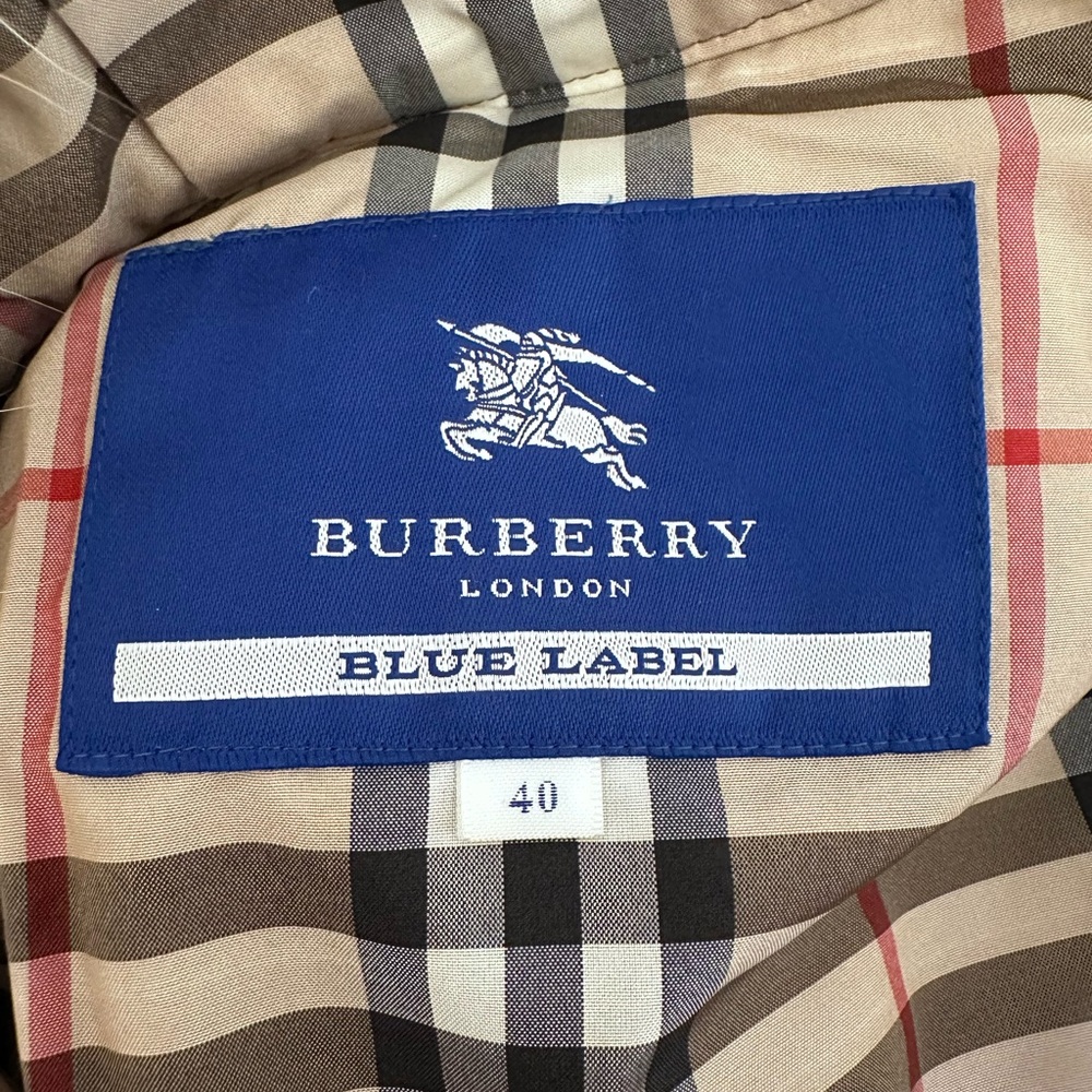 Burberry Blue Label Fur Trim Hooded Parka Coat Nova Check Lining Size 40 - Picture 11 of 11